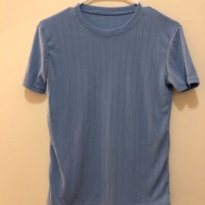 Blue ribbed short sleeve top